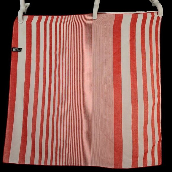 Symphony Scarfs 1960s Sheer Striped Scarf 20x20 Inch Square Red White - Picture 2 of 5
